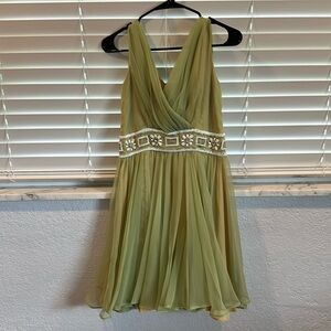 Vintage Miss Elliette California green chiffon dress with beading